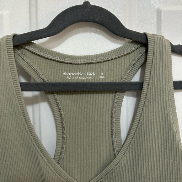 Abercrombie & Fitch Racerback Ribbed Tank Top - Sage Green - Medium - Picture 2 of 3